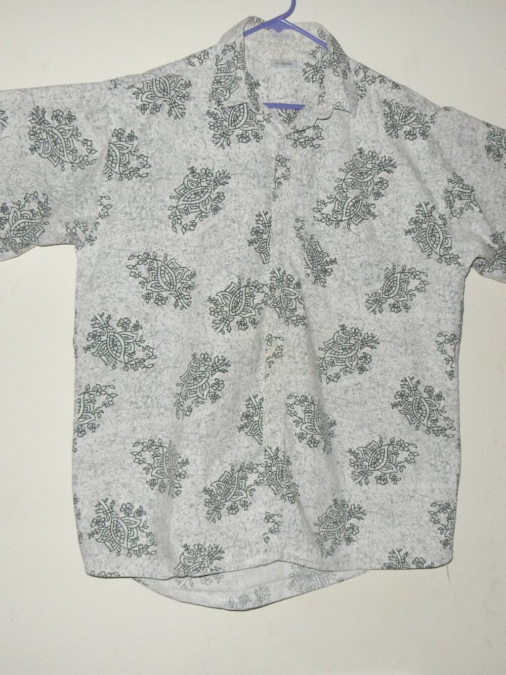 ENDS 9/1 VINTAGE Le Tigre button down shirt top mens XL surf paisley TALL 17 1/2
